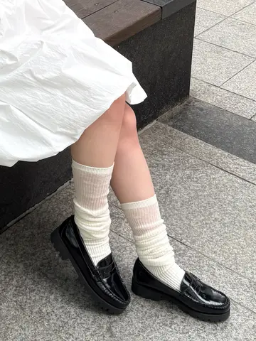 コットンガーゼリブハイソックス