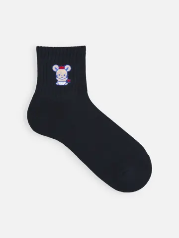 チュッピー刺繍パイル無地ショートソックス