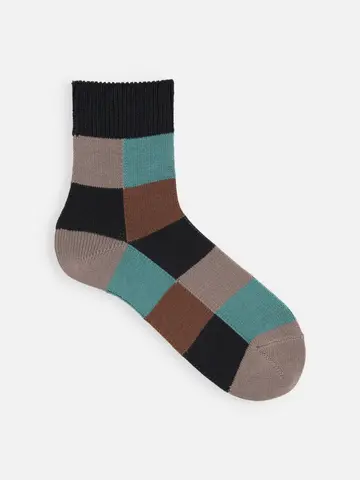 【Tabio MEN】クレイジーブロックショート丈ソックス
