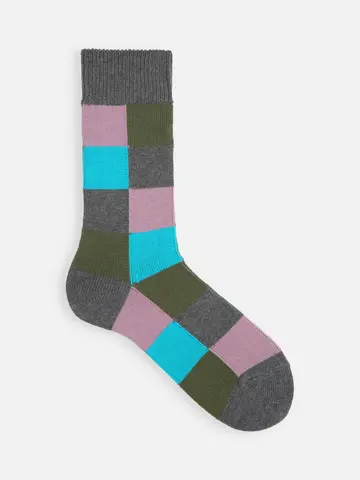 【Tabio MEN】クレイジーブロックレギュラー丈ソックス（窪塚洋介着用商品）