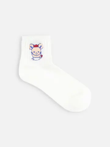 キッズ チュッピー刺繍コットンリブショートソックス 19～21cm