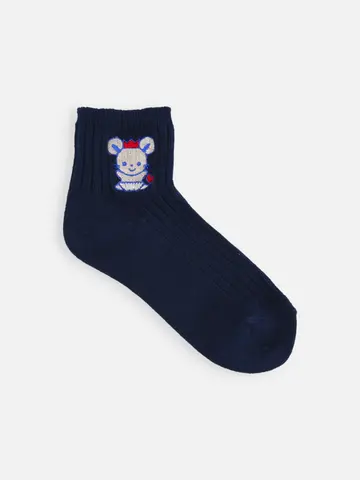 キッズ チュッピー刺繍コットンリブショートソックス 19～21cm