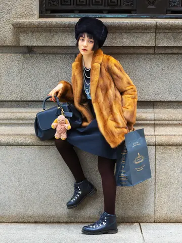 綿混400デニール 3×1リブタイツ