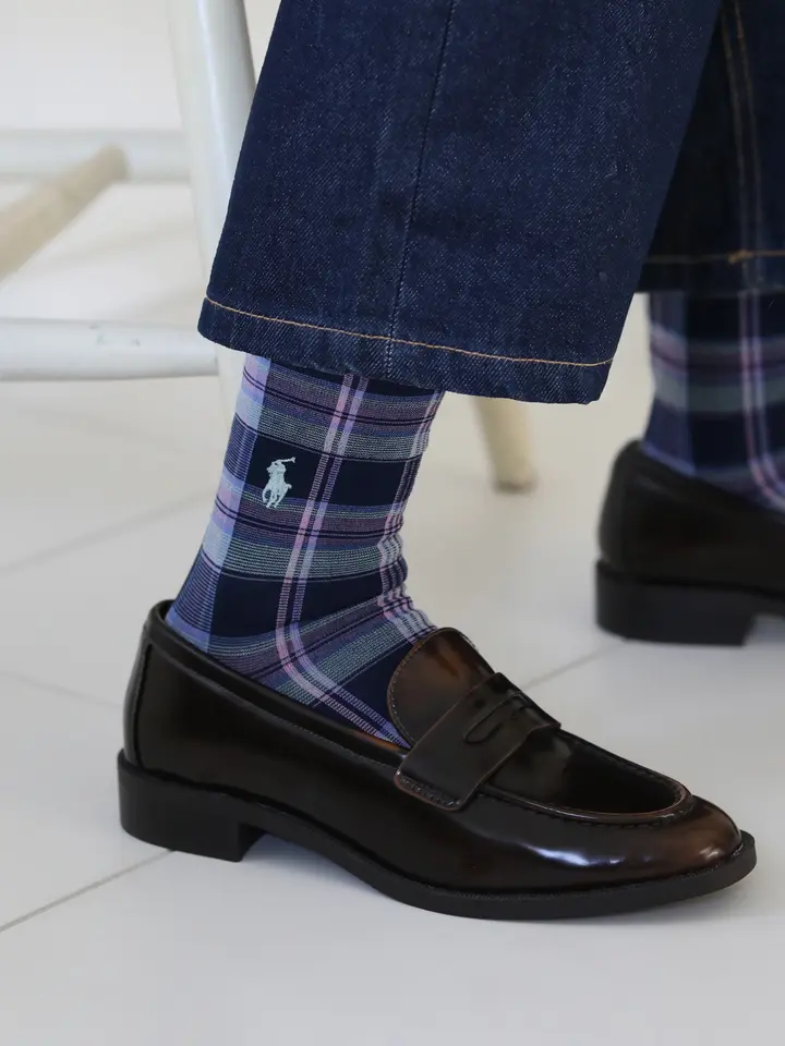 POLO ポニー刺繍マドラスチェックショートソックス ( 011130411