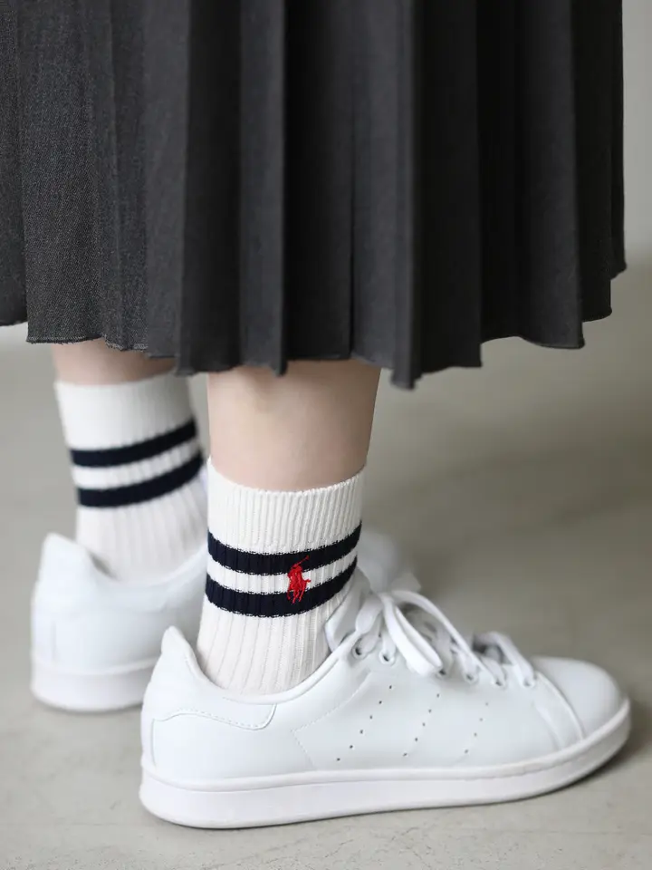 RL ポニー刺繍2本ラインショートソックス ( 011133093 ) | 靴下屋公式