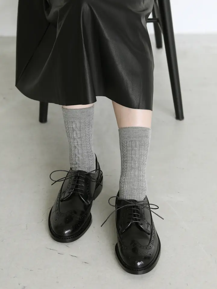 アンチピリング梳毛リンクスケーブルショートソックス ( 021140911