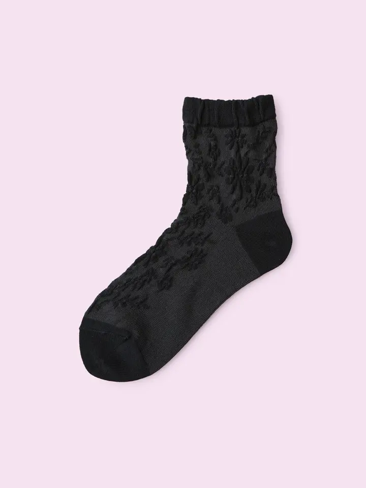 3足 1 100 花柄ブラウス風フロートショートソックス 靴下屋公式通販 Tabio オンラインストア