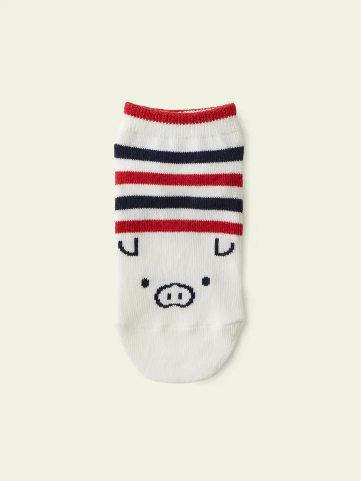 3足 1 100 キッズ ブタさんボーダースニーカー用ソックス 靴下屋公式通販 Tabio オンラインストア