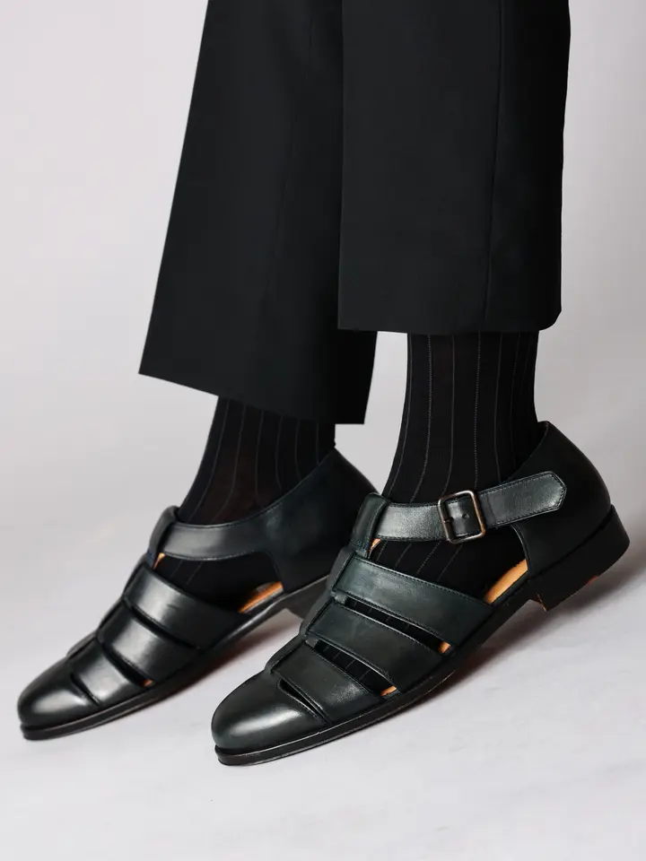 Tabio MEN】 連続シルケット ストライプレギュラー丈ソックス