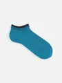 2枚重ね風スニーカー丈ソックス ターコイズブルー