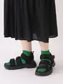 総メッシュちょい長ショートソックス グリーン