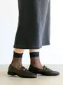 チュールモミジ柄ショートソックス グレーネイビー