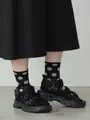 【冷感ドライ】マーガレットメッシュショートソックス クロ