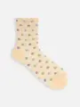 【さらっと冷感】 メッシュポッピングフラワーショートソックス カスタード