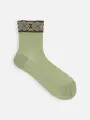 【さらっと冷感】 履き口ゆったりフロートメッシュショートソックス リーフグリーン