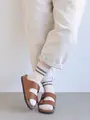 リブ2本ラインショートソックス キナリ+ブルー+グレー