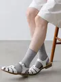 つま先までメッシュなラメショートソックス ダルサックス