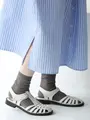 【WEB限定】薄手6×2リブショートソックス ミドルグレー