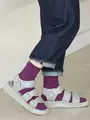 【WEB限定】薄手6×2リブショートソックス パープル