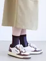 ラメバイカラーショートソックス ブラウンパープル