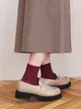 【定番】太リブショートソックス ディープレッド