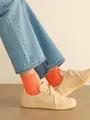 【定番】太リブショートソックス オレンジシャーベット