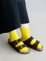 【定番】太リブショートソックス ミモザイエロー