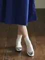 【定番】ゴム長無地ショートソックス オフホワイト