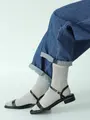【定番】ゴム長無地ショートソックス グレー