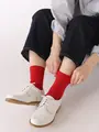 【定番】ゴム長無地ショートソックス NEWアカ