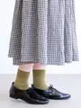 【定番】ゴム長無地ショートソックス カーキ