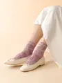 お花フロートショートソックス ダルピンク