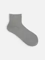 毛混無地ベタショートソックス グレーモク