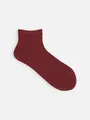 毛混無地ベタショートソックス ブリックレッド