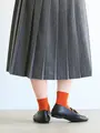 毛混無地ベタショートソックス ダークオレンジ