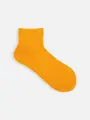 毛混無地ベタショートソックス サフランイエロー