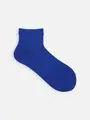 毛混無地ベタショートソックス コバルトブルー