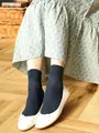 【定番】ラメゴム長ショートソックス ネイビー