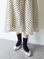 毛混ヘリンボーン柄ソックス クロ