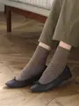 毛混ヘリンボーン柄ソックス グレージュモク