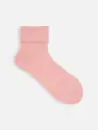 毛混ランダムリブ折り返しショートソックス ダルピンク