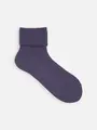 毛混ランダムリブ折り返しショートソックス グレイッシュパープル