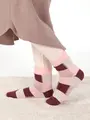 異素材ブロックパイルルームソックス ワイン