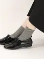 【ゴムくちソフト】ストライプショートソックス シロ×クロ