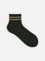 【定番】2本ライン3×1リブショートソックス ダークグリーン