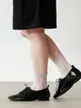 チュールダマスク柄ショートソックス シルバーグレー