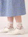 チュール牡丹柄ショートソックス シルバーグレー