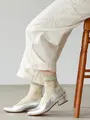 チュール牡丹柄ショートソックス ミント