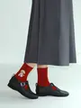 ネップねこ&いぬショートソックス アカ+トイプードル
