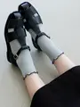 メロウリブバイカラーショートソックス ペールシルバー
